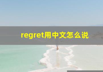 regret用中文怎么说