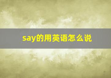 say的用英语怎么说