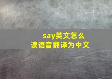 say英文怎么读语音翻译为中文