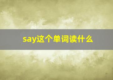 say这个单词读什么