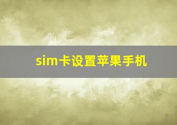 sim卡设置苹果手机