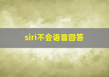 siri不会语音回答