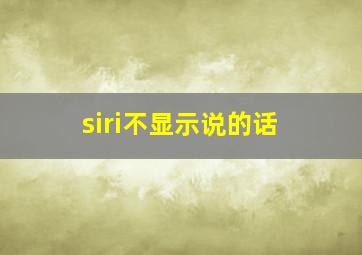 siri不显示说的话