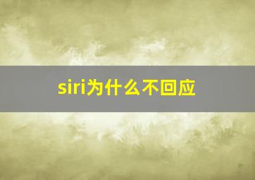 siri为什么不回应