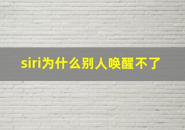 siri为什么别人唤醒不了