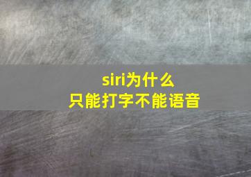 siri为什么只能打字不能语音