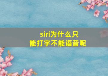 siri为什么只能打字不能语音呢