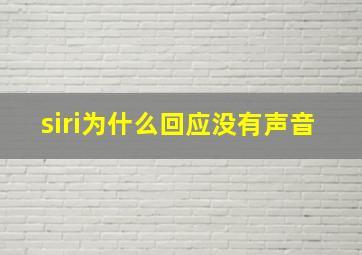 siri为什么回应没有声音