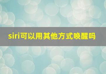 siri可以用其他方式唤醒吗