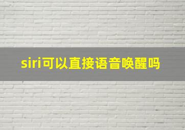 siri可以直接语音唤醒吗