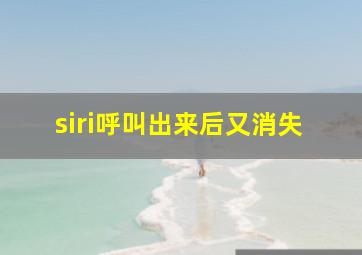 siri呼叫出来后又消失