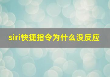 siri快捷指令为什么没反应