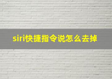 siri快捷指令说怎么去掉