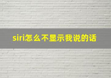 siri怎么不显示我说的话