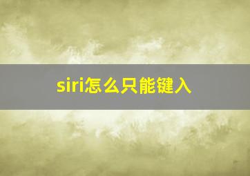 siri怎么只能键入