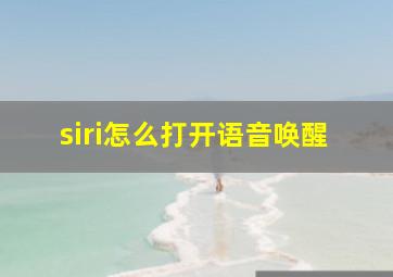 siri怎么打开语音唤醒