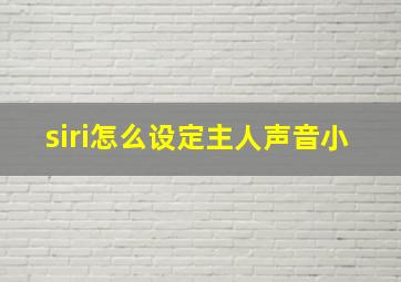 siri怎么设定主人声音小