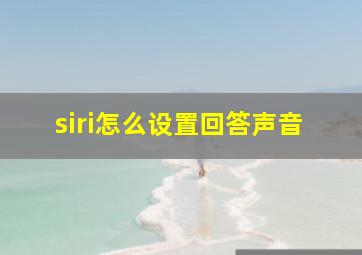 siri怎么设置回答声音