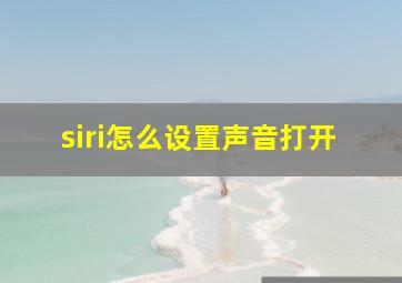 siri怎么设置声音打开