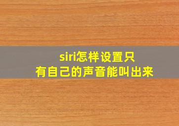 siri怎样设置只有自己的声音能叫出来