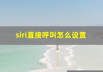 siri直接呼叫怎么设置