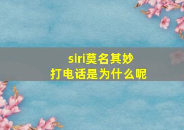 siri莫名其妙打电话是为什么呢