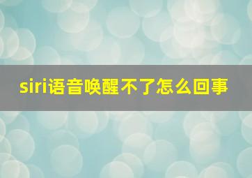 siri语音唤醒不了怎么回事