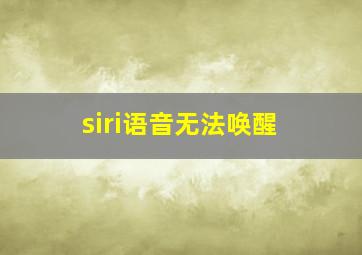 siri语音无法唤醒