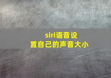 siri语音设置自己的声音大小