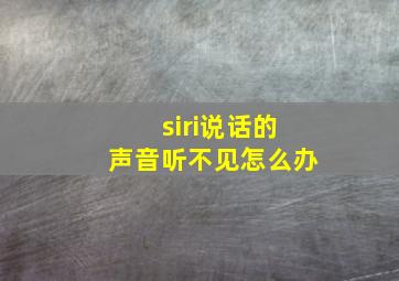 siri说话的声音听不见怎么办