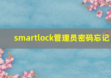 smartlock管理员密码忘记