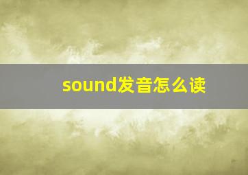 sound发音怎么读