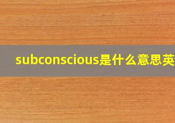 subconscious是什么意思英语