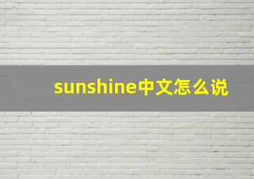 sunshine中文怎么说