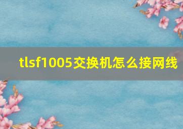 tlsf1005交换机怎么接网线