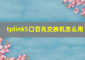 tplink5口百兆交换机怎么用