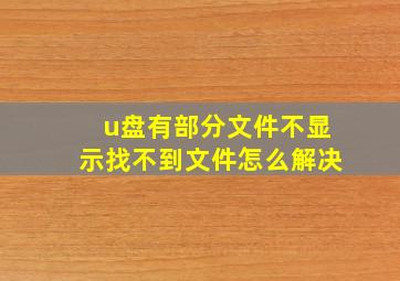 u盘有部分文件不显示找不到文件怎么解决