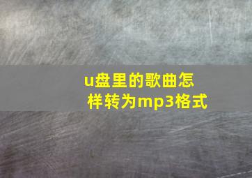 u盘里的歌曲怎样转为mp3格式