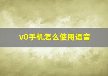 v0手机怎么使用语音