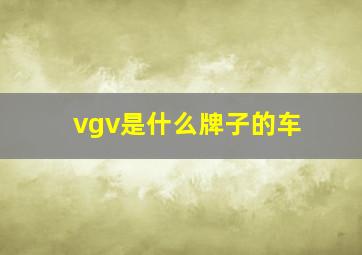 vgv是什么牌子的车