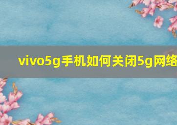 vivo5g手机如何关闭5g网络