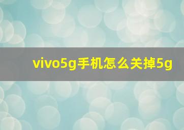 vivo5g手机怎么关掉5g