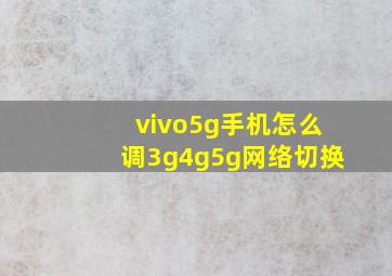 vivo5g手机怎么调3g4g5g网络切换