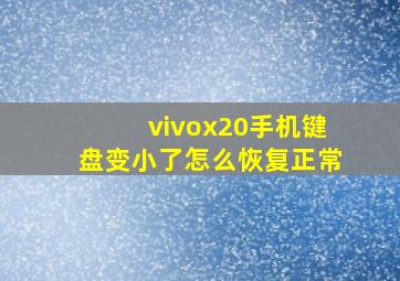 vivox20手机键盘变小了怎么恢复正常