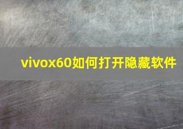 vivox60如何打开隐藏软件