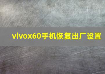 vivox60手机恢复出厂设置