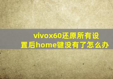 vivox60还原所有设置后home键没有了怎么办