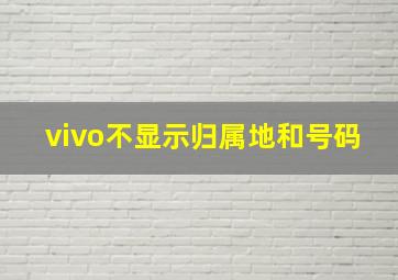 vivo不显示归属地和号码