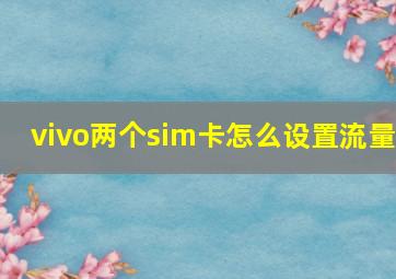 vivo两个sim卡怎么设置流量