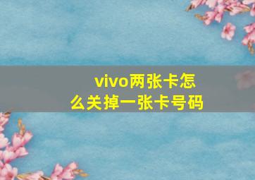 vivo两张卡怎么关掉一张卡号码